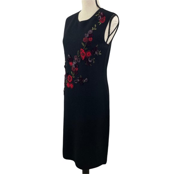 RICKIE FREEMAN TERI JON KNITWEAR FLORAL EMBROIDERED WOOL DRESS & DUSTER SET MED - Picture 5 of 14